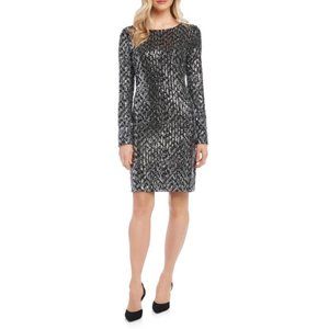 Karen Kane Long Sleeve Sequin Sheath Dress
